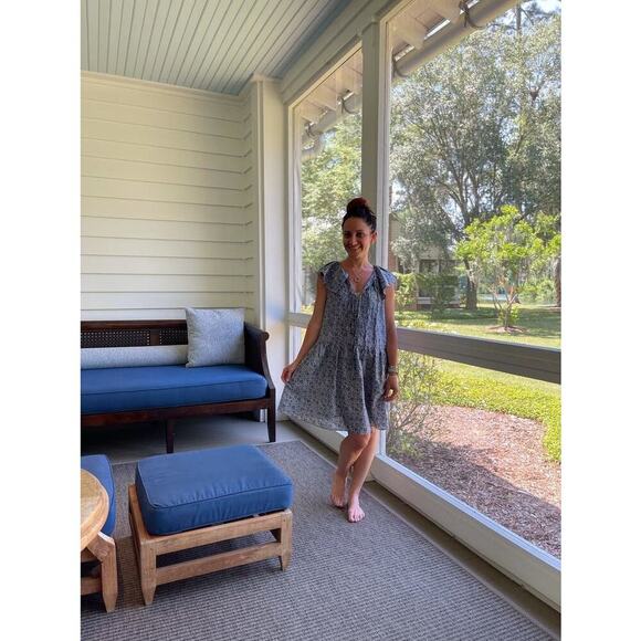 REBECCA TAYLOR Blue Printed Dainty Ties Vine Printed Light Dress Size Medium - Picture 10 of 10